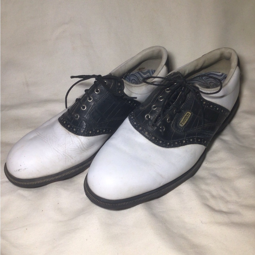 Footjoy Black & White. Oxford Golf Shoes  10M
